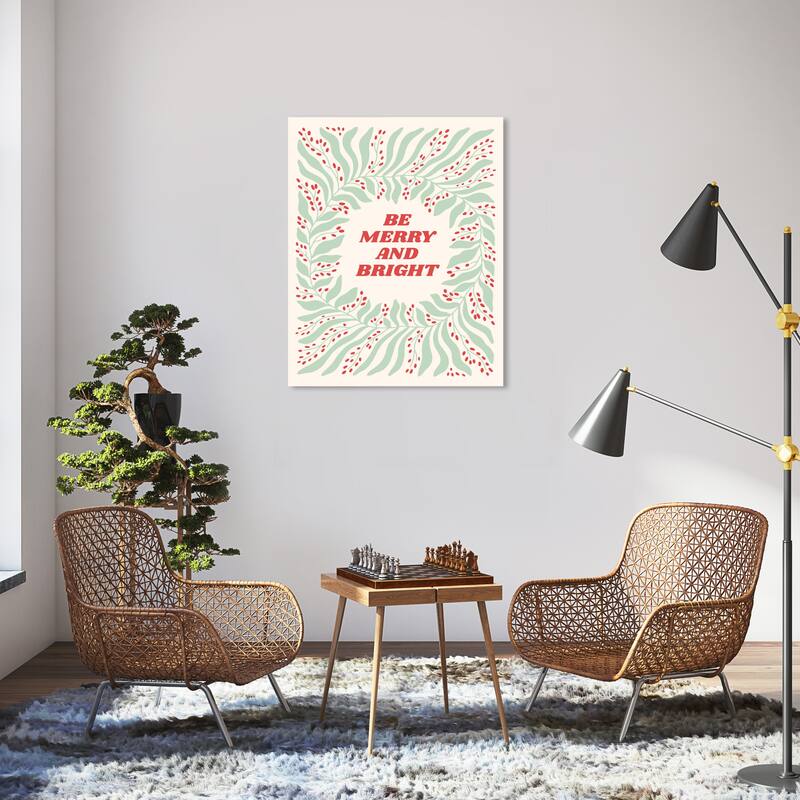 Wynwood Studio Canvas Holiday and Seasonal Red and Green Wishes Red Modern & Contemporary Wall Art Canvas Print - 30 x 36
