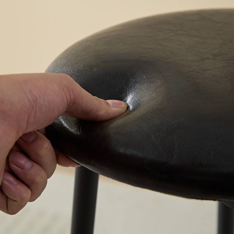 Industrial Style 3 Piece Round Dining Table Set,Iron Wood Table with 2 Bar Stools