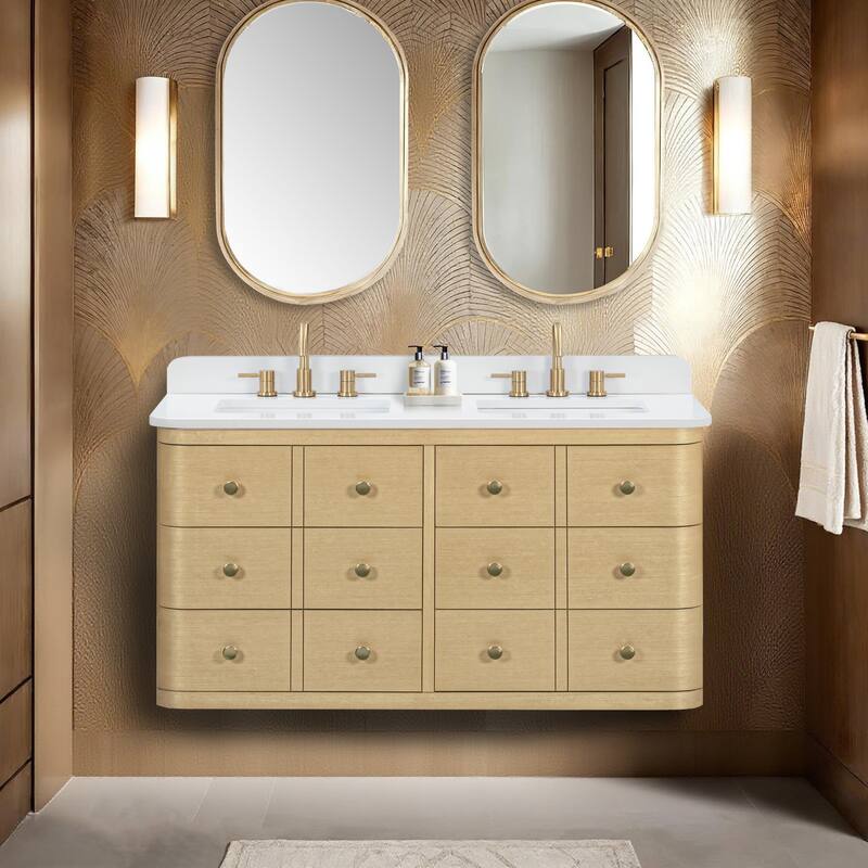 Serena Bathroom Vanity in Light Oak with White Engineered Stone Top