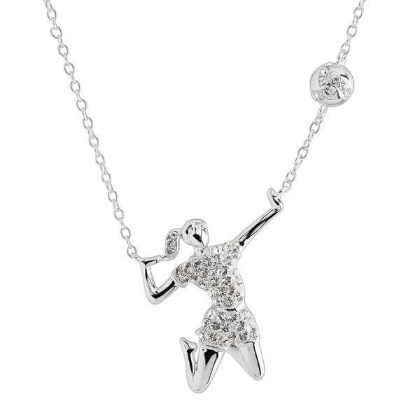 Crystaluxe Volleyball Player Necklace with Swarovski Crystals in Sterling Silver - White