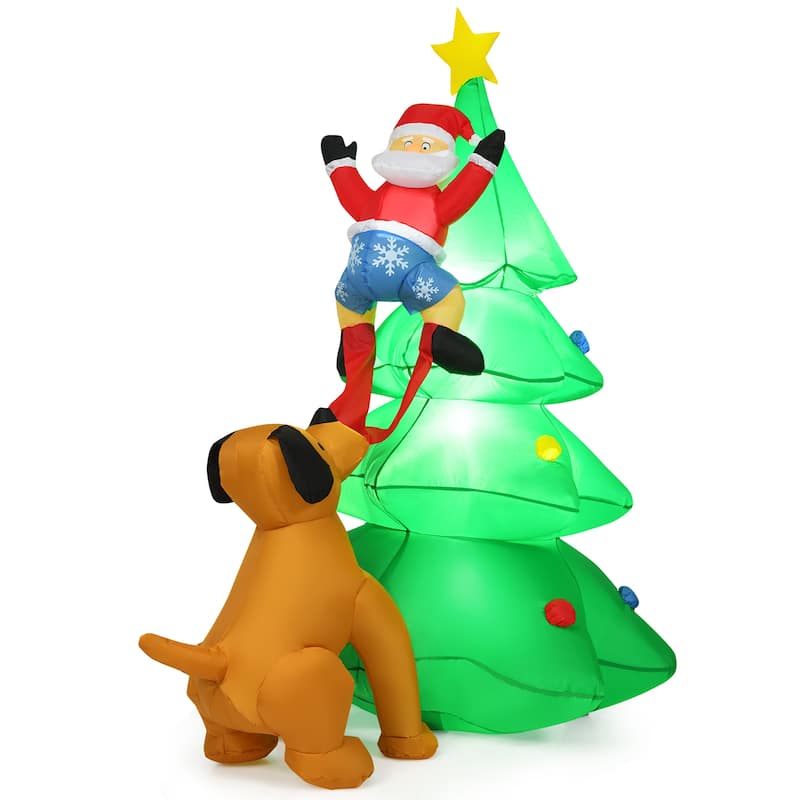 6.5 FT Inflatable Christmas Tree Inflatable Santa Claus Climbing Tree