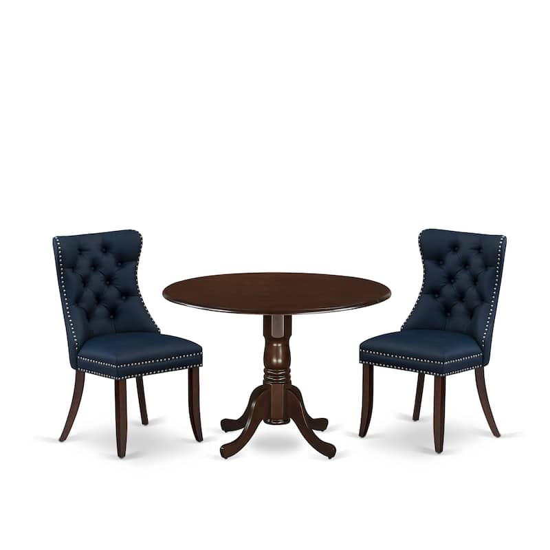 East West Furniture Dining Table Set Consists of a Round Kitchen Table and Padded Chairs, Mahogany (Pieces Options)