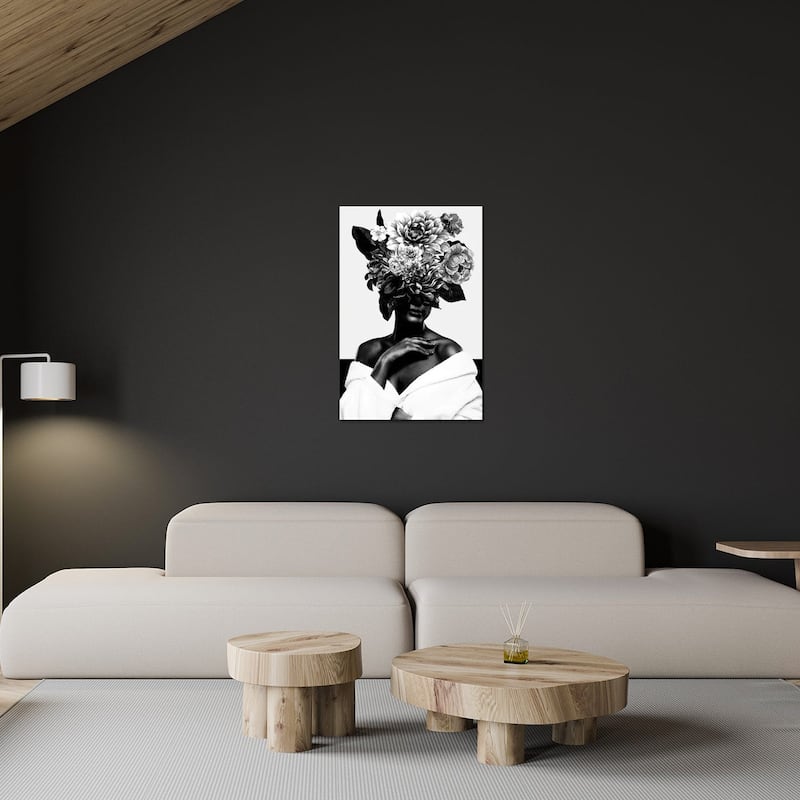Woman With Flower II In Black And White Print On Acrylic Glass by Danilo de Alexandria