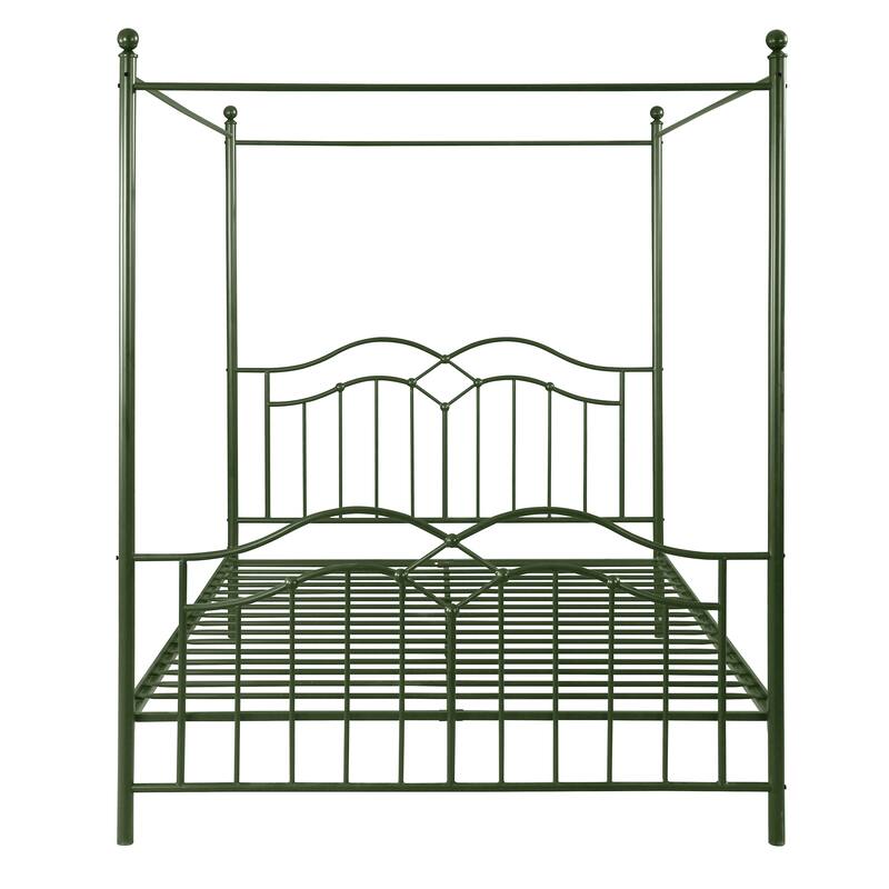 Christopher Knight Home - Voss Queen Iron Canopy Bed Frame with Four-Post Canopy Design