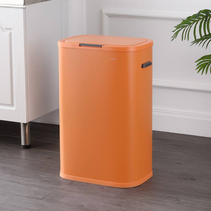 happimess Tammi Kitchen 14.5-Gallon Slim Metal Push Button Trash Can - Carrot Cake