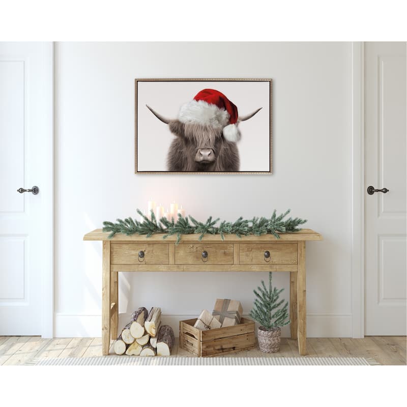 Sylvie Beaded Hey Dude Cow Color Santa Canvas by Creative Bunch Studio