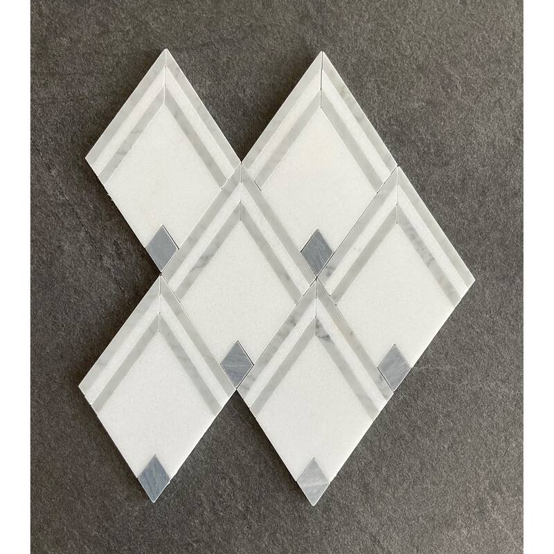 1 x 2 Harringbone Marble Mosaic Tiles - Case (10 Sheets) - Thassos White and White Carrara