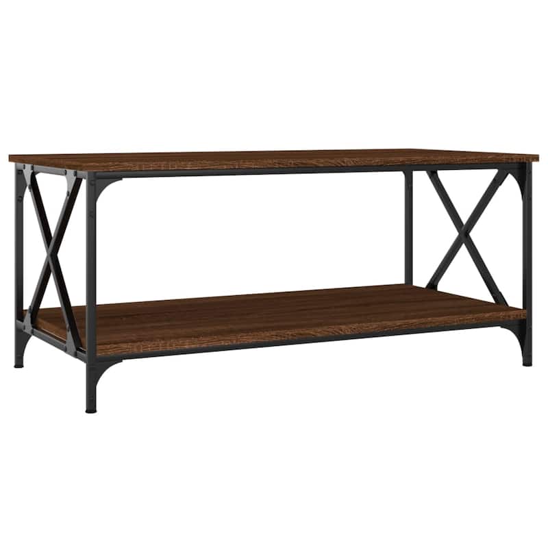 vidaXL Coffee Table Accent Side Table for Living Room Engineered Wood and Iron - 39.4" x 19.7" x 17.7" (L x W x H)