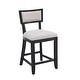 preview thumbnail 8 of 15, Set of 2 High Barstool with Back Upholstered Dining Chair, Wooden Frame Bar Chair for Home Bar, Kitchen Counter, Beige+Black