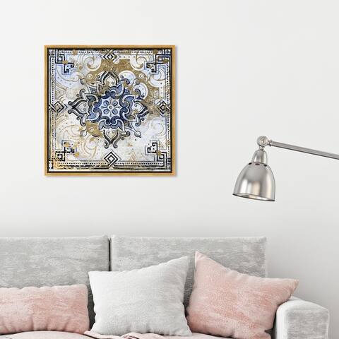 Oliver Gal Abstract Wall Art Framed Canvas Prints 'Azulia II' Patterns - Blue, Gold