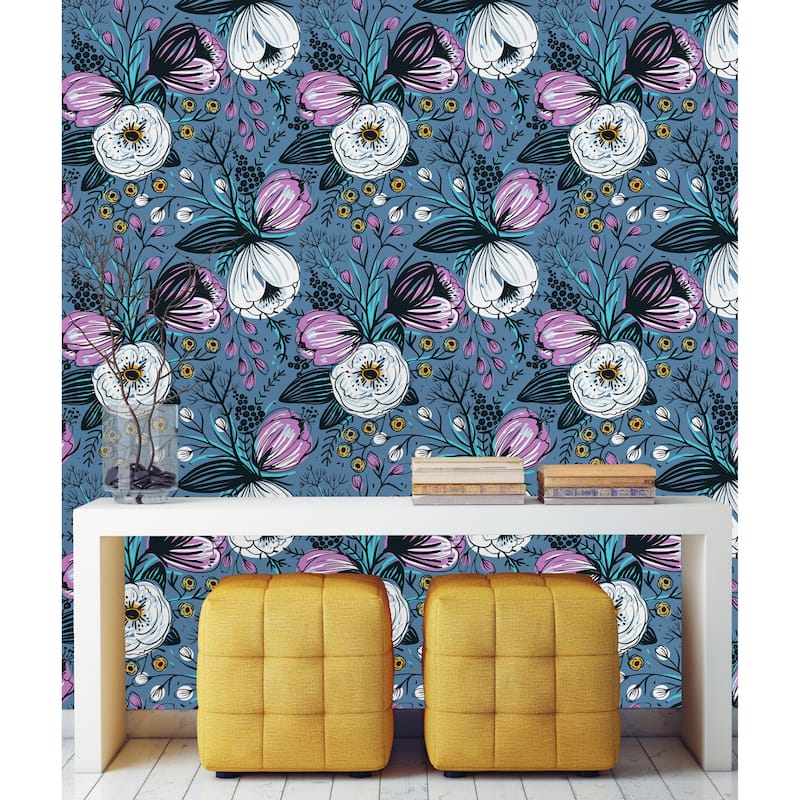 Pattern with Vintage Flowers Wallpaper - Bed Bath & Beyond - 32769679