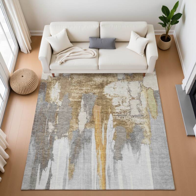 Premium Washable Super Soft Abstract Glam Mayfield Rug - Ivory - 8' x 10'