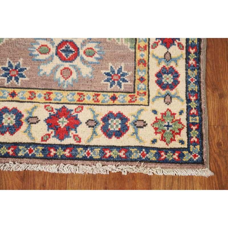 Traditional Kazak Foyer Rug Handmade Oriental Brown Wool Carpet - 2'0"x 3'0"
