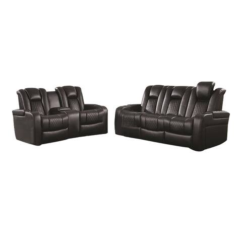 2 Piece Power Reclining Living Room Set in Brown Finish