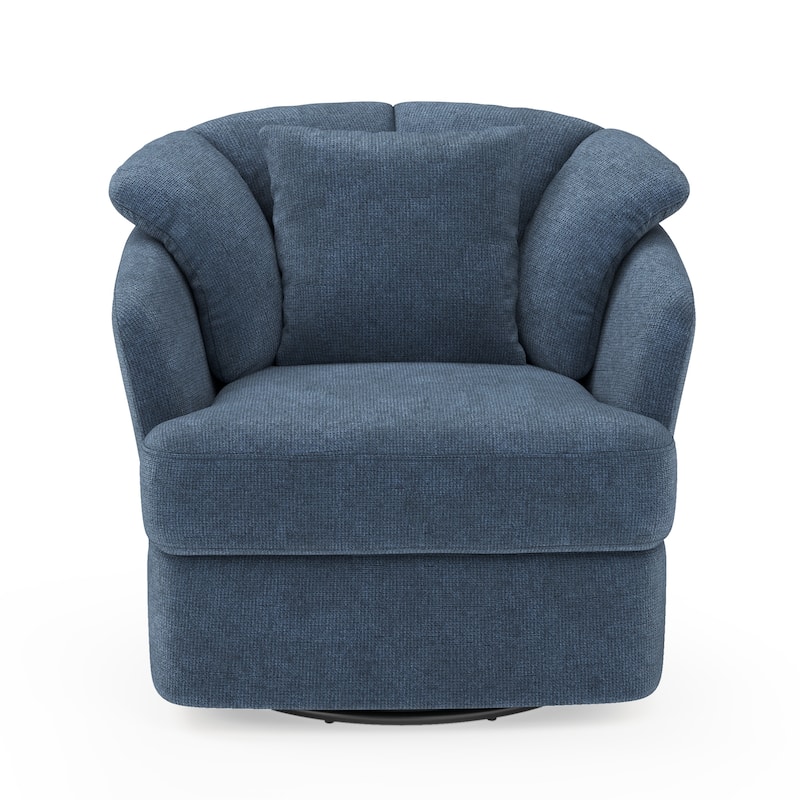 LUE BONA Oversized Swivel Accent Chair, Modern Barrel Chair with Double Cushion - N/A