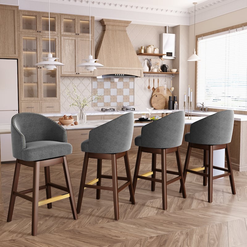 Pellebant 26.4''/31.9"H Height Solid Wood Swivel Indoor Bar Stools