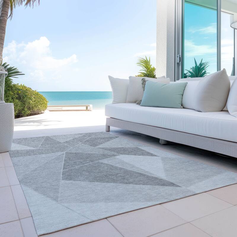 Machine Washable Indoor/ Outdoor Chantille Modern Mosaic Rug