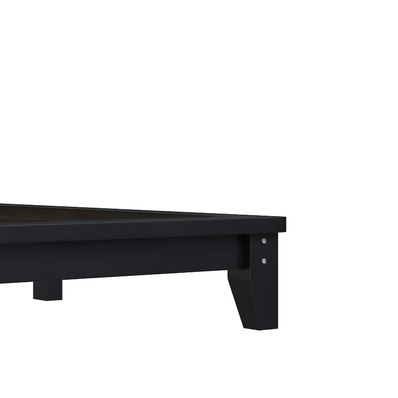 Minimalist Wood Platform Bed Frame with Headboard by Harper&Bright Designs