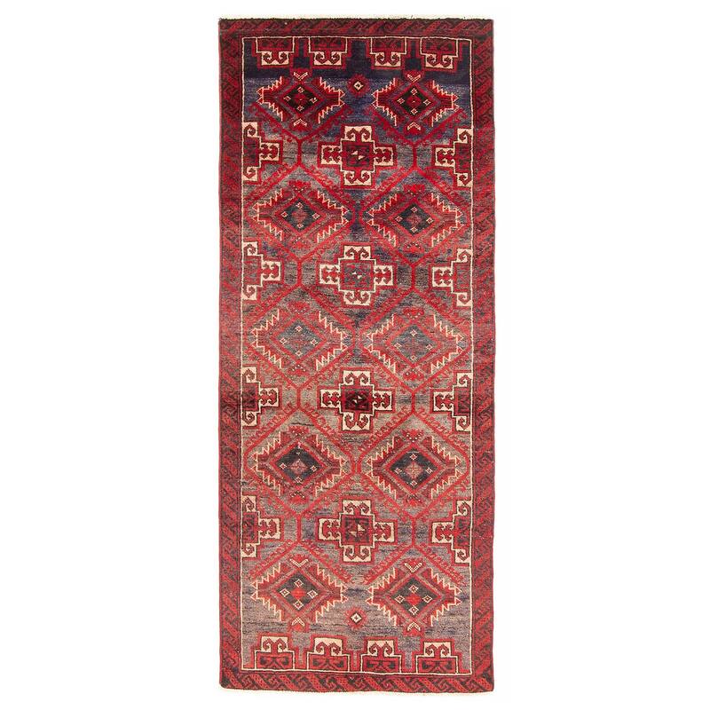 ECARPETGALLERY Hand-knotted Baluch Grey Wool Rug - 2'4 x 5'11 - Dark Grey - 2'4 x 5'11