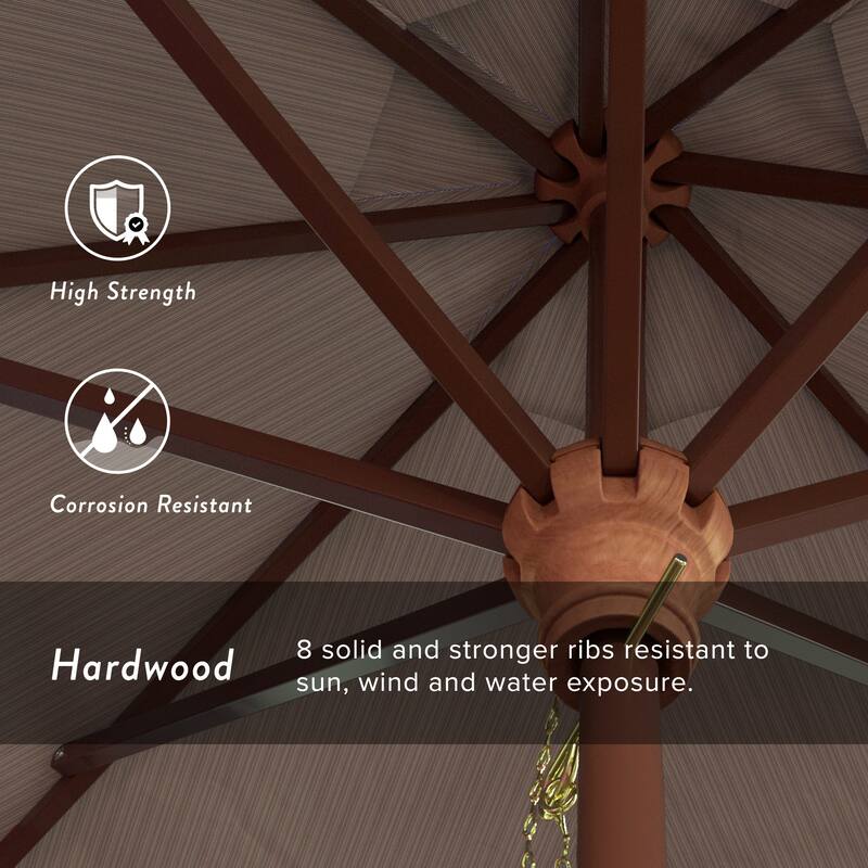 California Umbrella 9-ft. Round Marenti Wood-framed Olefin Patio Umbrella (No Base)