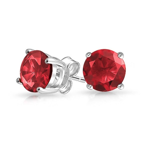 Bling Jewelry Round Cz Red Stud Earrings 925 Sterling Silver Bling Jewelry Round Cz Red Stud Earrings 925 Sterling Silver 7mm
