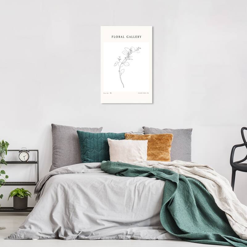 Wynwood Studio Canvas Advertising Floral Gallery Art Piece II Black and Cream White Modern & Contemporary Wall Art Canvas Print - 24 x 16