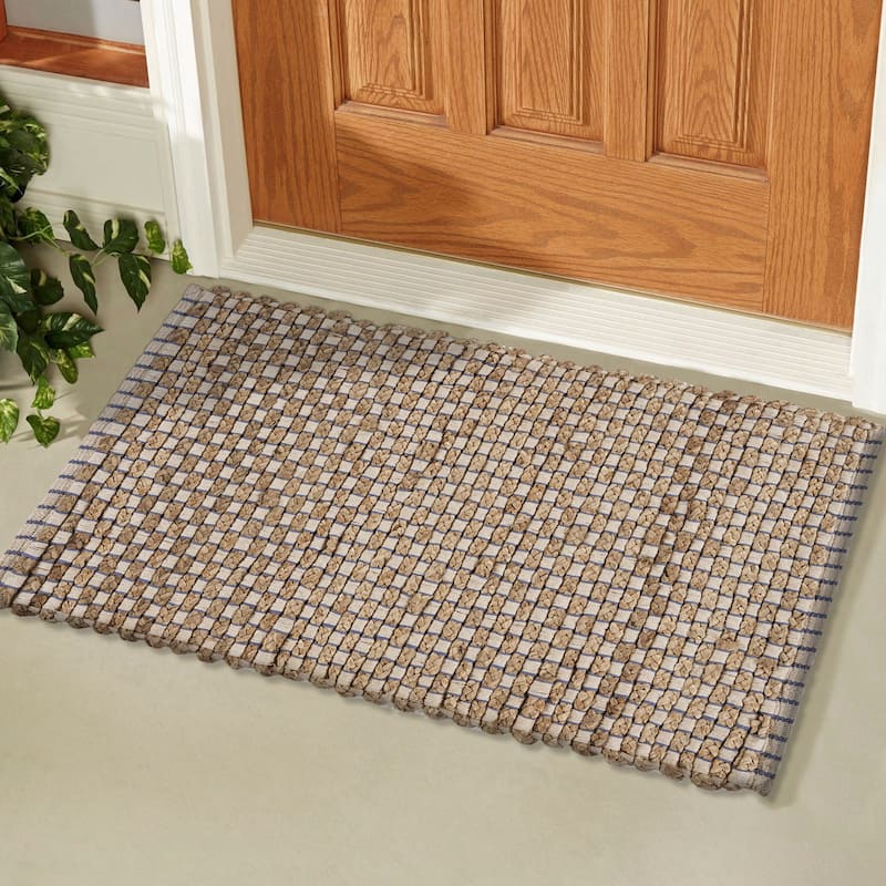 Sevita Organic Jute Interwoven Area Rug, Natural and Indigo