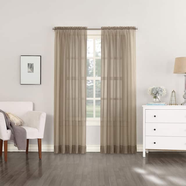 No. 918 Emily Voile Sheer Rod Pocket Curtain Panel, Single Panel - 59x63 - Taupe