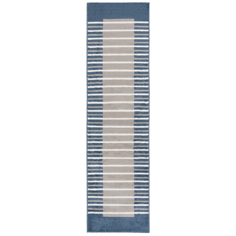 SAFAVIEH Pyramid Zilpah Casual Rug - 2'2" x 8' Runner - Grey/Ivory Navy