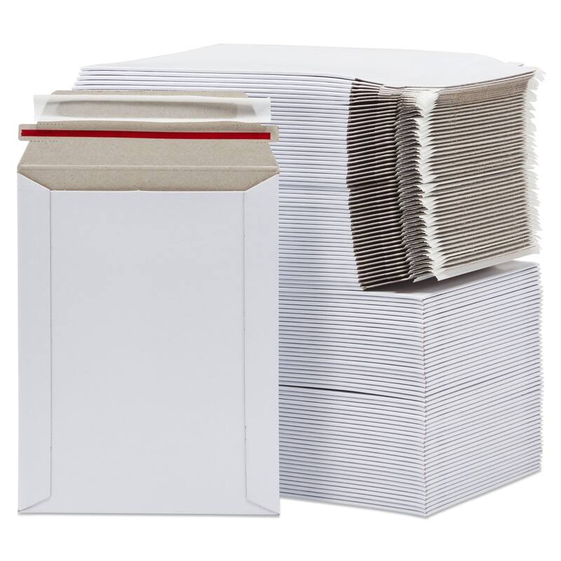 Stockroom Plus 100 Pack 6x8 Rigid Mailers, 550 GSM Self Adhesive Stay Flat Cardboard Envelopes