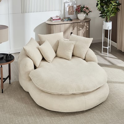 HOMEFUN Chenille Upholstered Oversized Wrap Around Deep Seat Bean Bag Lazy Sofa with 5 Pillows