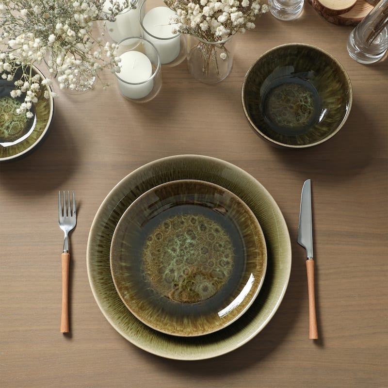 Stone Lain Riley Stoneware Dinnerware Set with Reactive Glaze