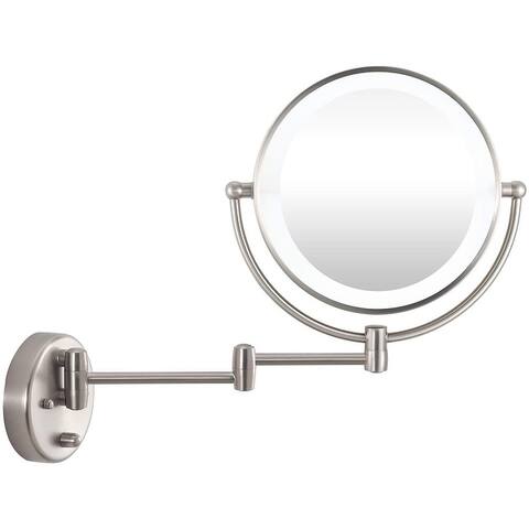 9" LED Lighted Makeup Mirror, Swing Arm Wall Mounted