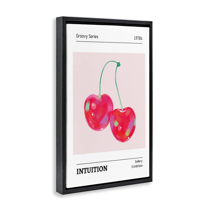 Stupell Intuition Phrase Cherries Framed Floater Canvas Wall Art Design By LSR Design Studio