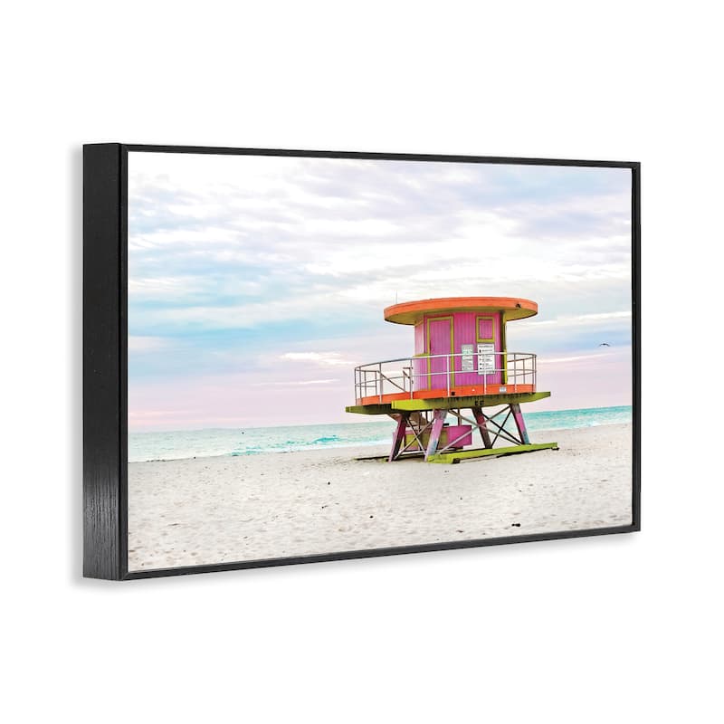 Stupell Lifeguard Hut with Pastel Sky Framed Giclee Art Design By Seven Trees Design