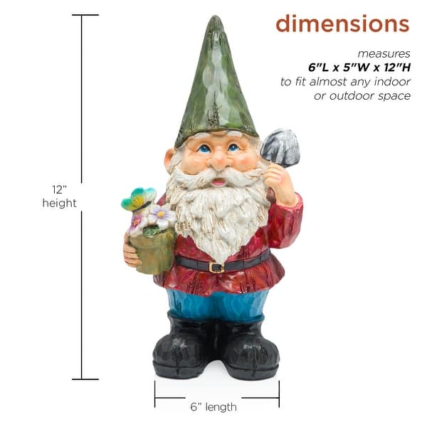 dimension image slide 2 of 11, Gnome Folding Hands Looking Up Garden Statue