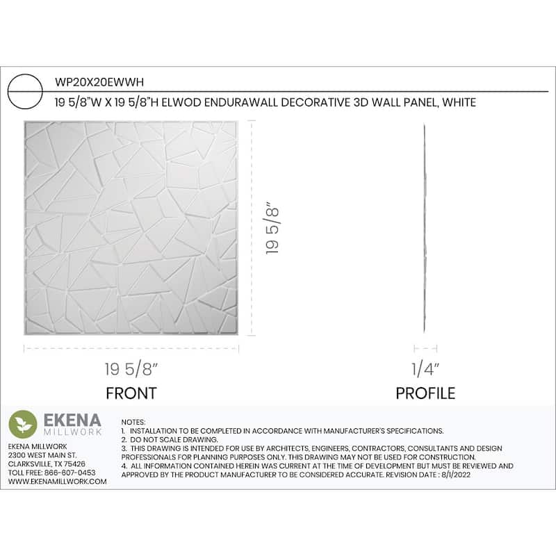 19 5/8"W x 19 5/8"H Elwod EnduraWall Decorative 3D Wall Panel
