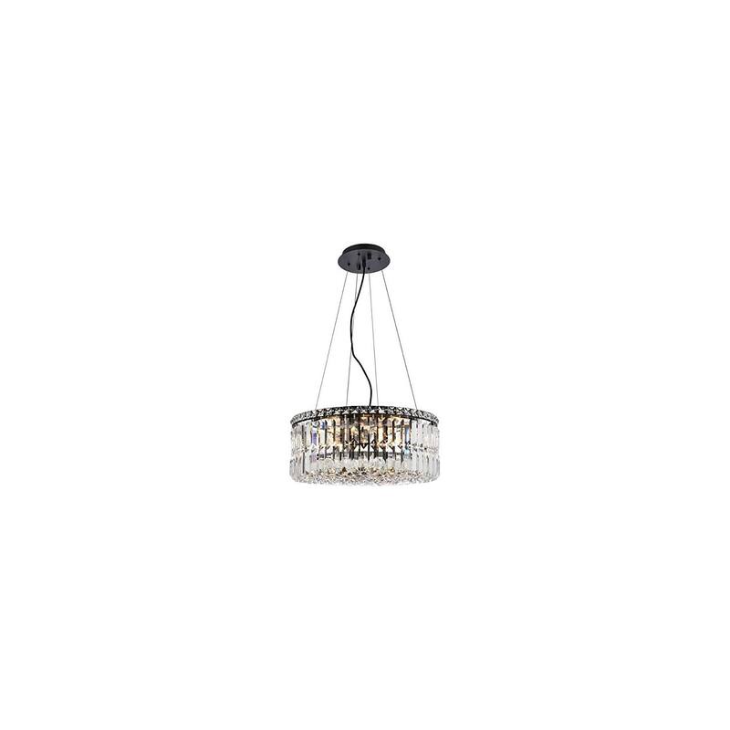 20-Inch Black Chandelier - Modern Crystal Chandelier Light Fixture - Adjustable Height - E12 Bulb Compatible - 7.5
