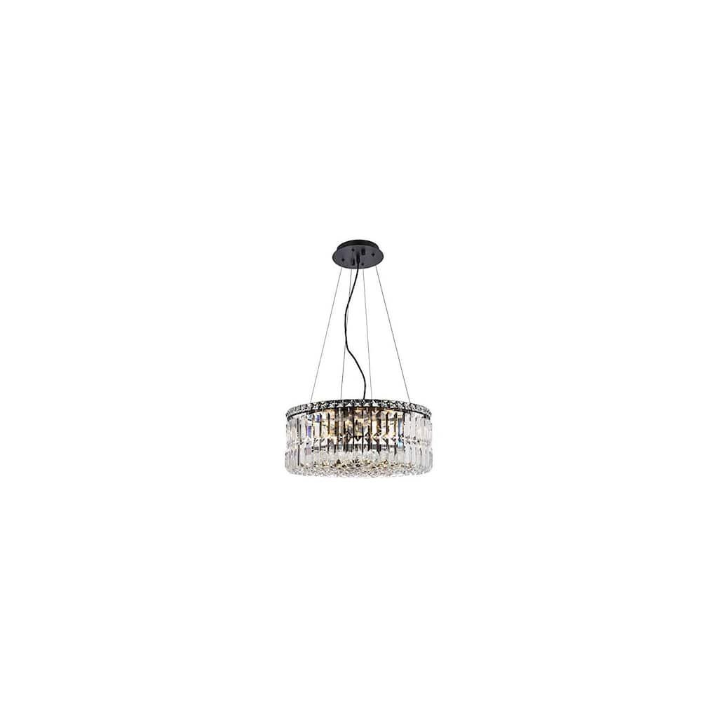 20-Inch Black Chandelier - Modern Crystal Chandelier Light Fixture - Adjustable Height - E12 Bulb Compatible - 7.5
