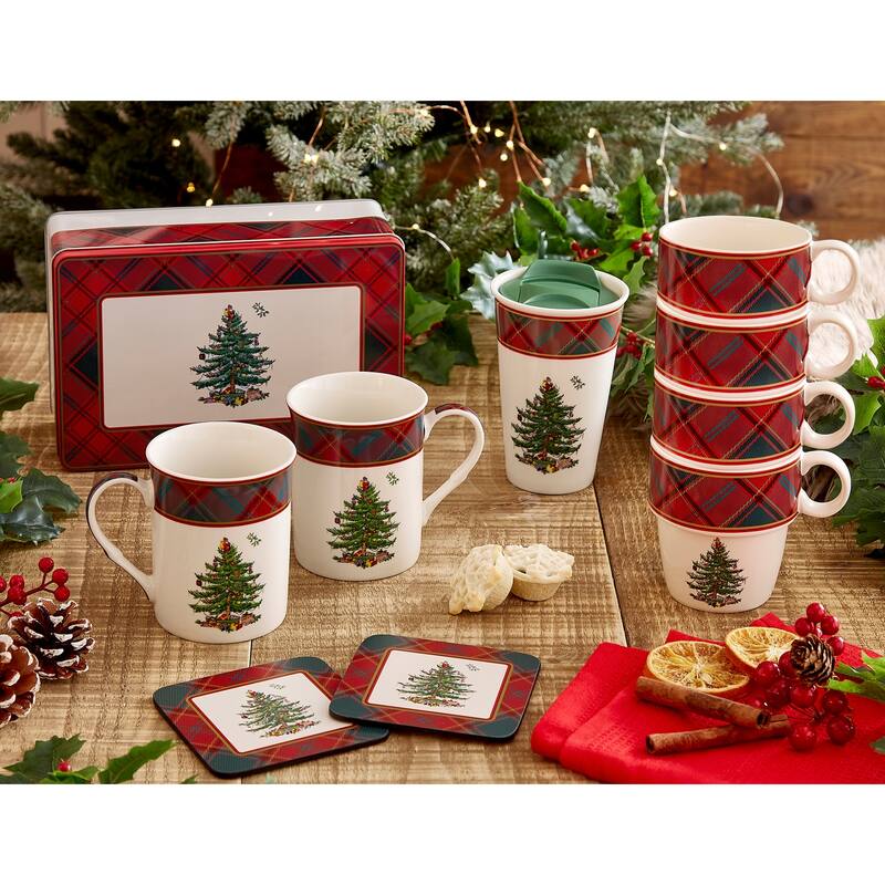 Spode Christmas Tree 5 Piece Mug and Tin Set
