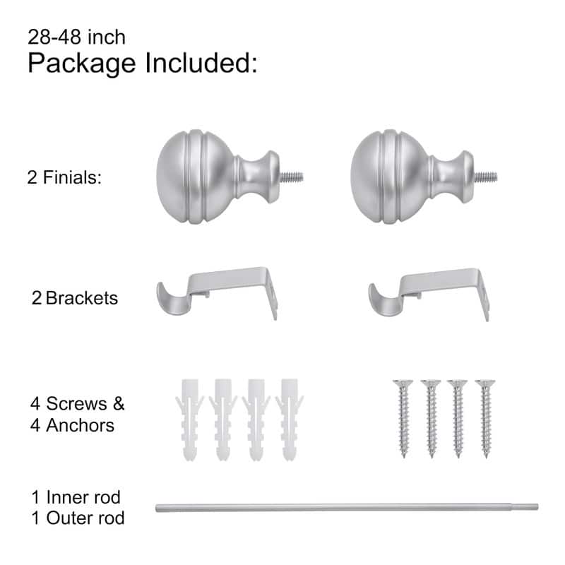 UTOPIA ALLEY 5/8 Inch Curtain Rod - Adjustable Drapery Rods, Bedroom & Living Room Decorative Curtain Rods