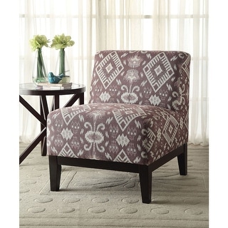 Moroccan Style Accent Chair In Pattern Fabric, Armless Slipper Chair 