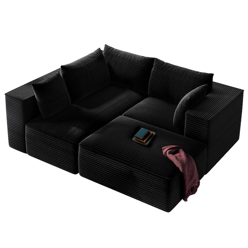 Moasis L Shaped Cloud Upholstered Couches Sectional Sofa with Deep Seat for Living Room or Bedroom