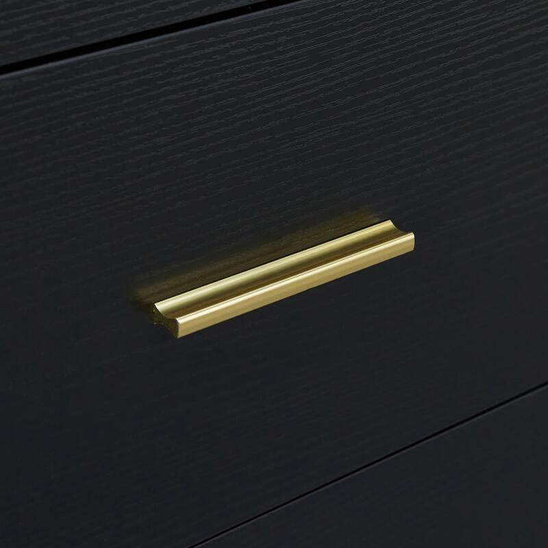 Modern Minimalist 9-Drawer Dressing Table, Entryway Table with Gold Handles and Waterproof Design, for Bedroom, Black