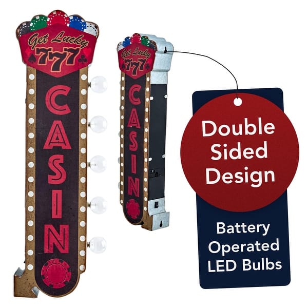 slide 2 of 14, Get Lucky Casino Vintage LED Marquee Off the Wall Sign Multi-Color