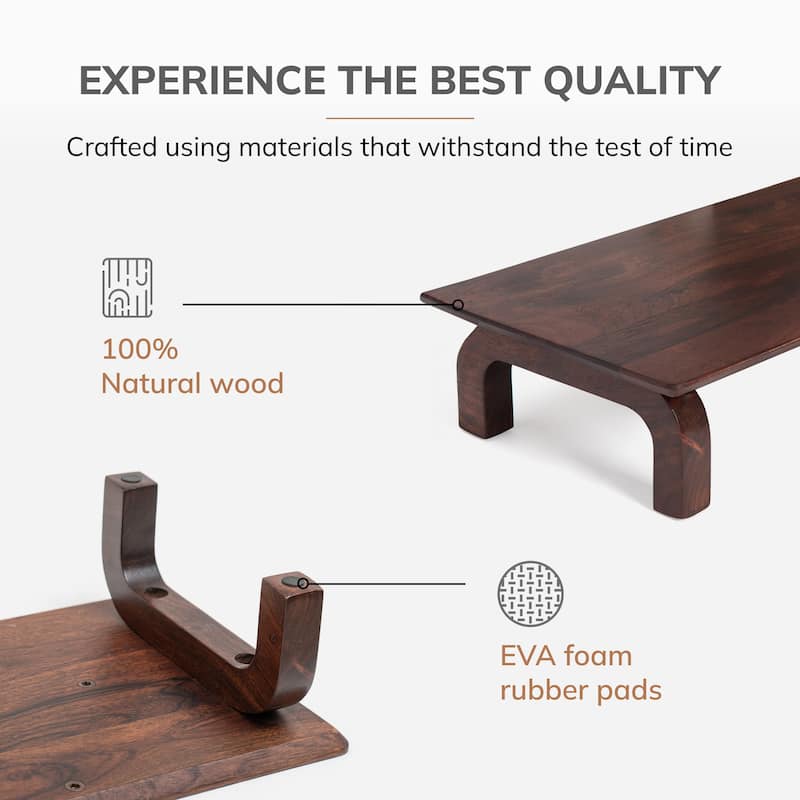 Jani Wood Monitor Stand Riser Desk - Ergonomic Design Stand, Desktop Organizer Table for Home, Office Workspace, Gaming Desk