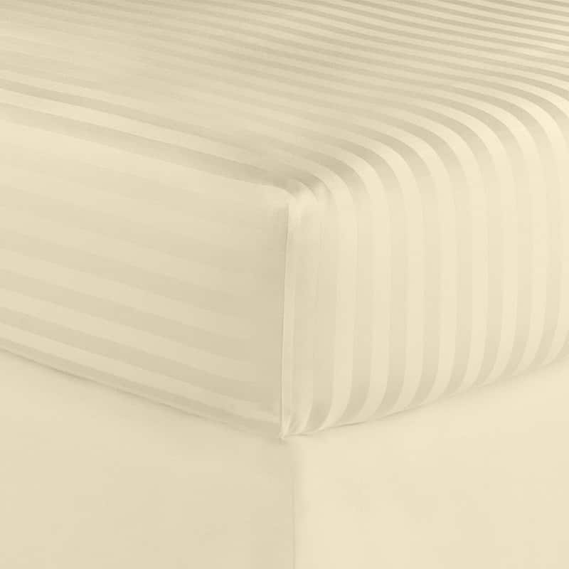 Home Sweet Home Dream Striped 1200 TC Egyptian Cotton Deep Pocket Bed Sheet Set - Ivory - Queen