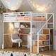 preview thumbnail 2 of 30, Metal Full Size Loft Bed with Wardrobe,Desk,Storage Shelves