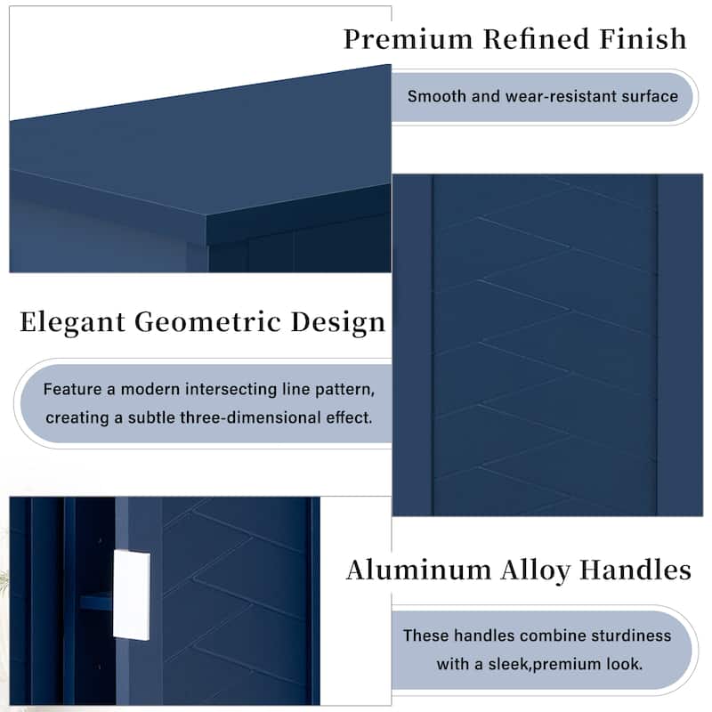 55.1" Modern Sideboard Buffet Cabinet with 4 Doors, Open Shelf, Adjustable Shelves & Side Hooks for Living Room or Dining