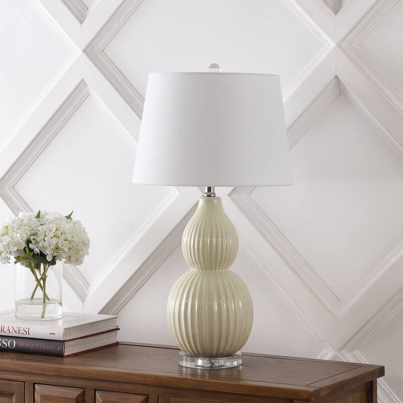 Dylan 28.25" Ceramic LED Table Lamp, Cream by JONATHAN Y